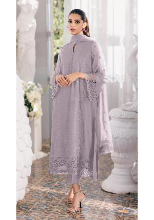 Picture of Bewitching Georgette Plum Straight Cut Salwar Kameez