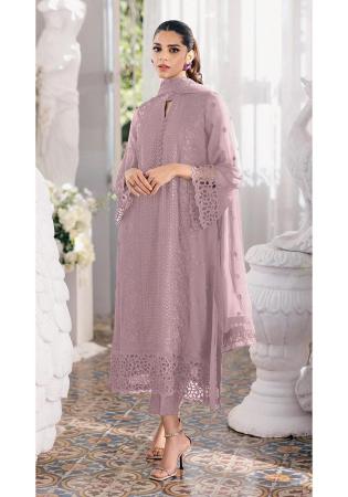 Picture of Georgette Rosy Brown Straight Cut Salwar Kameez