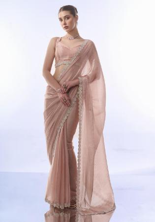 Picture of Statuesque Chiffon & Satin Rosy Brown Saree