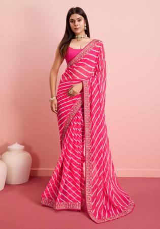 Picture of Beauteous Georgette Deep Pink Saree