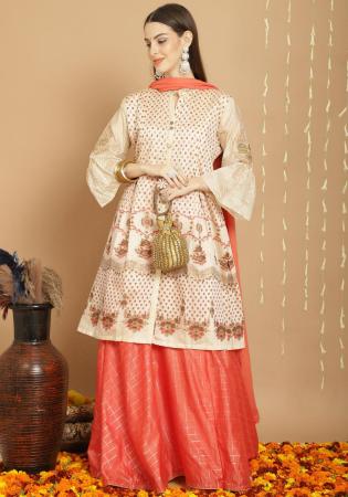 Picture of Sightly Silk Beige Straight Cut Salwar Kameez