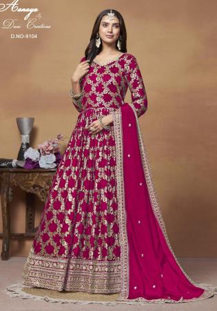 Picture of Sublime Chiffon Crimson Anarkali Salwar Kameez