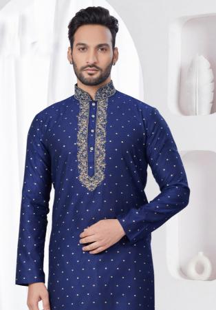 Picture of Grand Silk Midnight Blue Kurtas