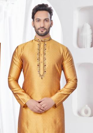 Picture of Wonderful Silk Khaki Kurtas