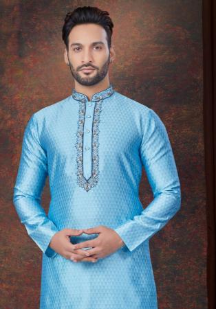 Picture of Amazing Silk Steel Blue Kurtas