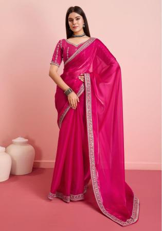 Picture of Classy Chiffon Deep Pink Saree