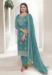 Picture of Organza Cadet Blue Straight Cut Salwar Kameez