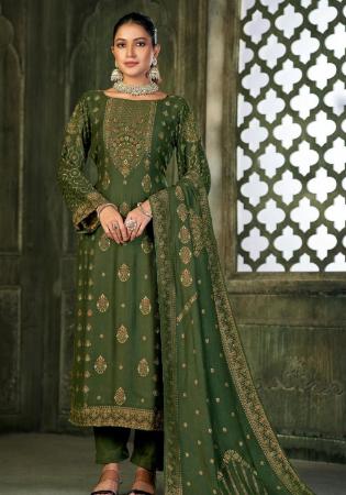 Picture of Beautiful Chiffon Sea Green Straight Cut Salwar Kameez