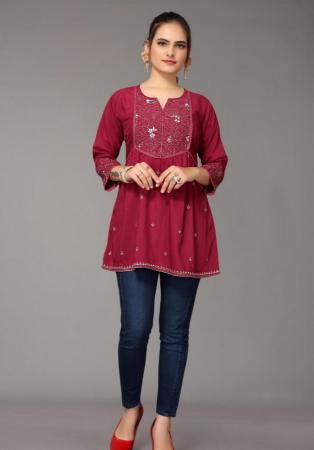 Picture of Exquisite Chiffon Maroon Kurtis & Tunic