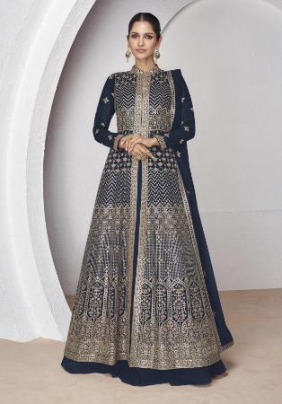 Picture of Georgette Dark Slate Grey Readymade Salwar Kameez