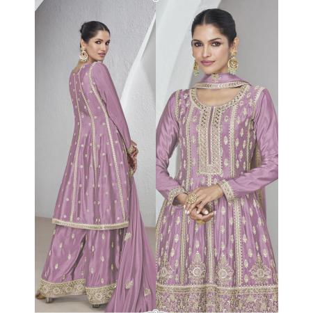 Picture of Pleasing Silk Rosy Brown Readymade Salwar Kameez