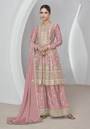 Picture of Exquisite Silk Rosy Brown Readymade Salwar Kameez