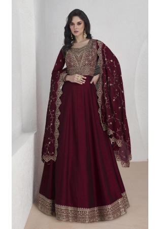 Picture of Admirable Silk Saddle Brown Readymade Salwar Kameez