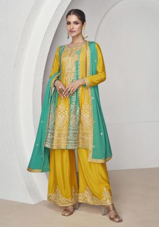 Picture of Stunning Silk Golden Rod Readymade Salwar Kameez