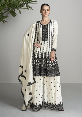 Picture of Gorgeous Silk Off White Readymade Salwar Kameez