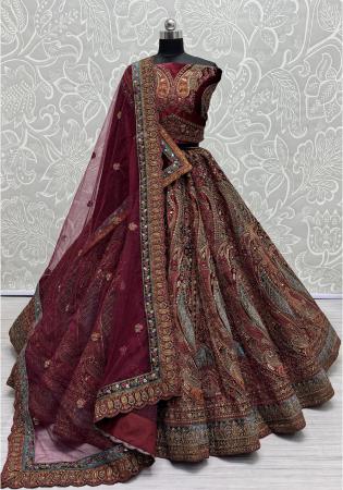 Picture of Delightful Chiffon Maroon Lehenga Choli