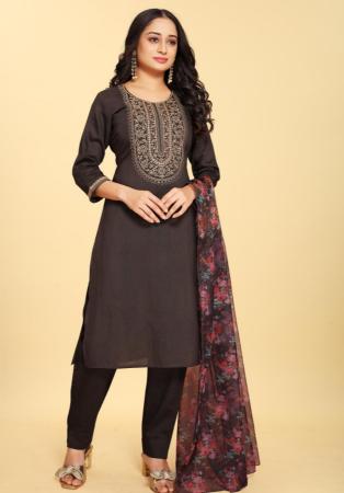 Picture of Sightly Silk Black Readymade Salwar Kameez