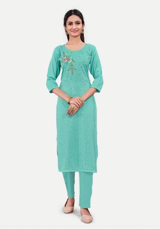 Picture of Ideal Cotton Powder Blue Kurtis & Tunic