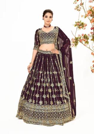 Picture of Radiant Georgette Dark Olive Green Lehenga Choli