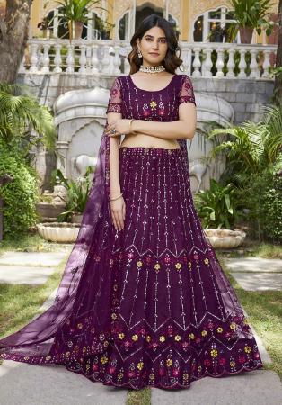 Picture of Fascinating Net Purple Lehenga Choli