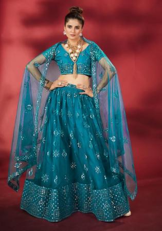 Picture of Gorgeous Net Teal Lehenga Choli