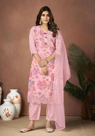 Picture of Organza Pale Violet Red Readymade Salwar Kameez