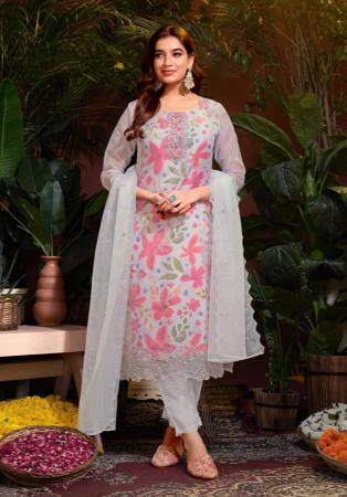 Picture of Comely Organza Silver Readymade Salwar Kameez