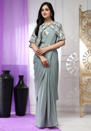 Picture of Charming Chiffon Slate Grey Saree