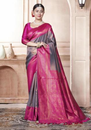 Picture of Graceful Silk Dark Grey Saree