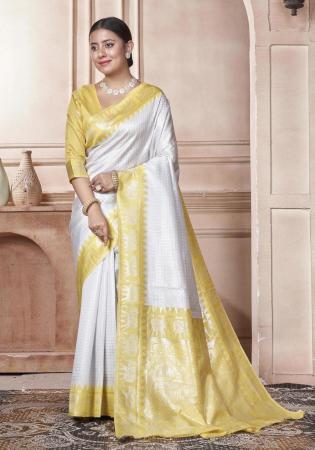 Picture of Graceful Silk Pale Golden Rod Saree