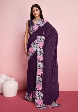 Picture of Graceful Georgette Purple Saree