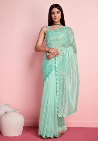 Picture of Appealing Net Dark Sea Green Saree