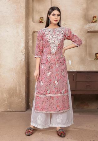 Picture of Charming Cotton Rosy Brown Kurtis & Tunic