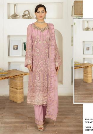 Picture of Georgette Rosy Brown Straight Cut Salwar Kameez