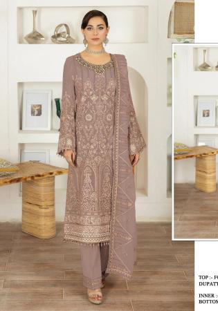 Picture of Georgette Rosy Brown Straight Cut Salwar Kameez