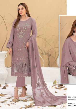 Picture of Georgette Rosy Brown Straight Cut Salwar Kameez