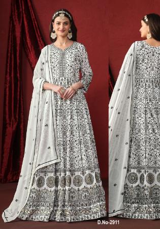 Picture of Delightful Georgette White Anarkali Salwar Kameez