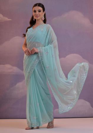 Picture of Bewitching Georgette Slate Grey Saree