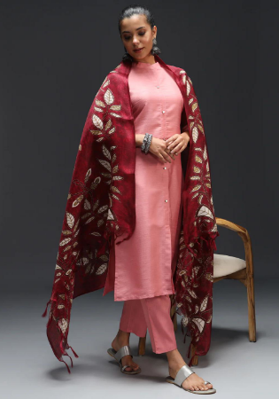 Picture of Cotton & Silk Pale Violet Red Readymade Salwar Kameez