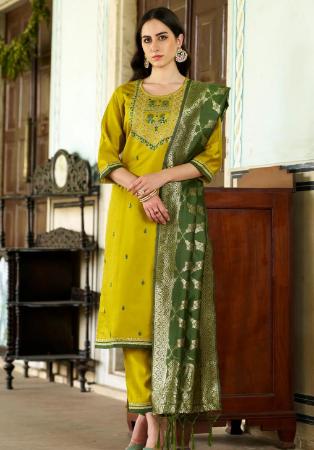 Picture of Rayon Dark Golden Rod Readymade Salwar Kameez