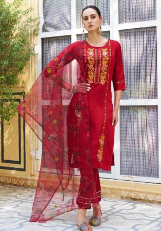 Picture of Classy Rayon Dark Red Readymade Salwar Kameez