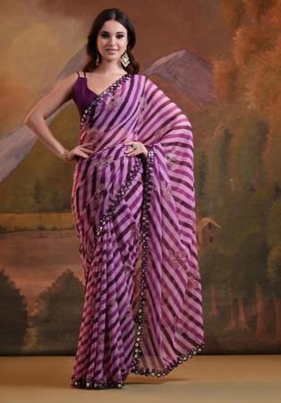 Picture of Magnificent Georgette Rosy Brown Saree