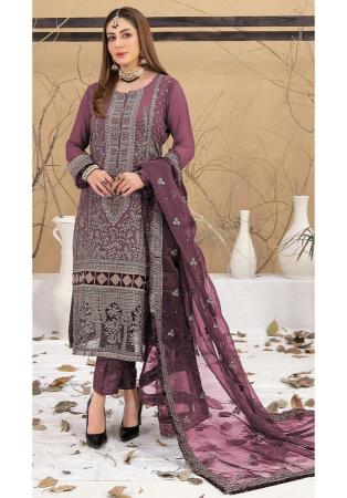 Picture of Georgette Dim Gray Straight Cut Salwar Kameez