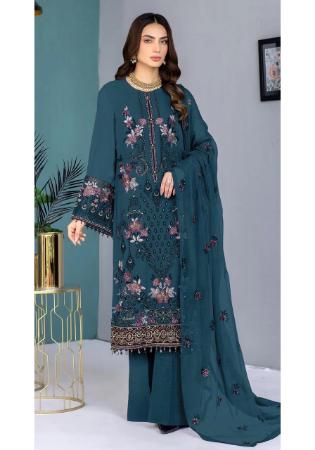 Picture of Georgette Dark Slate Grey Straight Cut Salwar Kameez