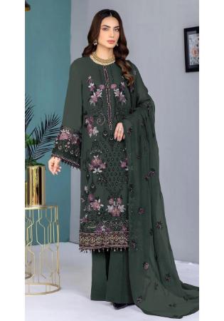 Picture of Georgette Sea Green Straight Cut Salwar Kameez