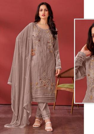 Picture of Taking Georgette Rosy Brown Straight Cut Salwar Kameez