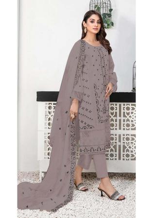 Picture of Georgette Rosy Brown Straight Cut Salwar Kameez