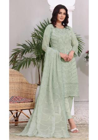 Picture of Georgette Dark Sea Green Straight Cut Salwar Kameez