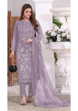 Picture of Georgette Rosy Brown Straight Cut Salwar Kameez