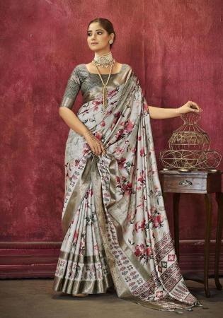 Picture of Elegant Silk Silver Saree